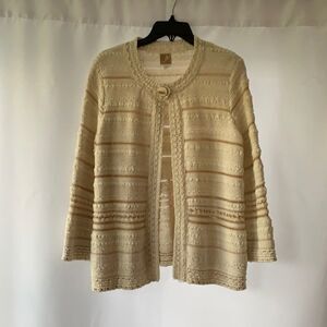 JM Collection cardigan with 3/4 Sleeves & one top button closure